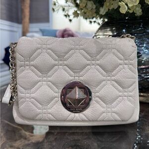 kate spade Cream Quilted Leather Crossbody with Silver Hardware